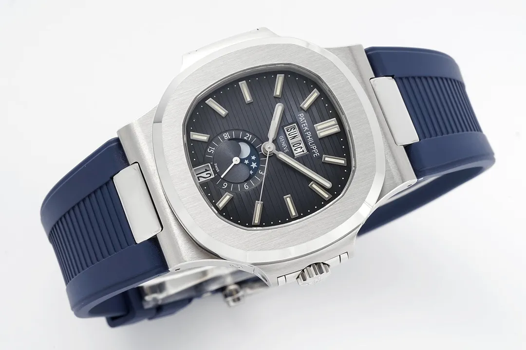 Patek Philippe Blue Nautilus Rubber Strap Watch - Bestter Watches
