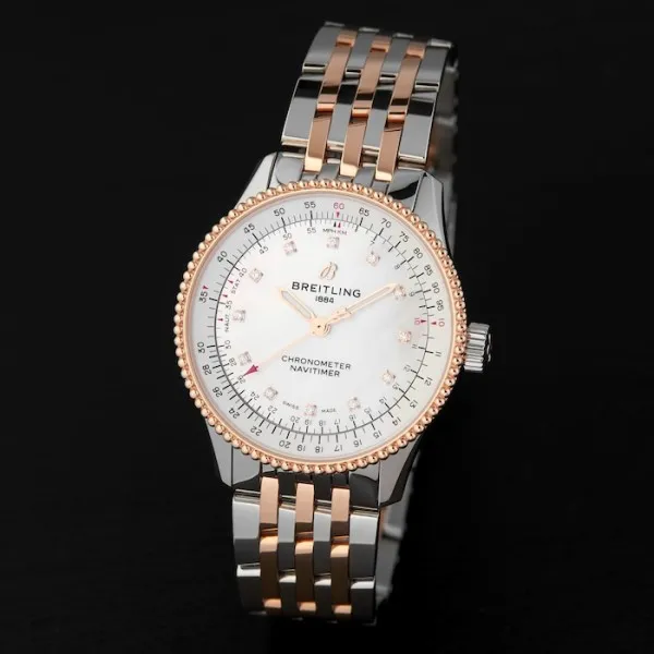 Breitling Navitimer Women Automatic Mother of Pearl Stainless Steel   Rose Gold Watch U17395211A1U1 - Bestter Watches