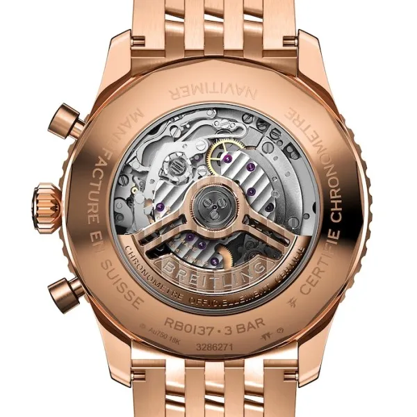 Breitling Navitimer Men Automatic Silver 18ct Rose Gold Watch RB0137241G1R1 - Bestter Watches