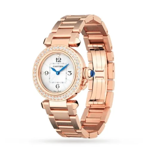 Cartier Pasha de Cartier Women Quartz Silver 18ct Rose Gold Watch WJPA0018 - Bestter Watches