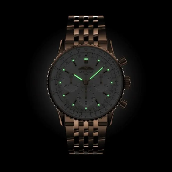 Breitling Navitimer Men Automatic Silver 18ct Rose Gold Watch RB0139211G1R1 - Bestter Watches