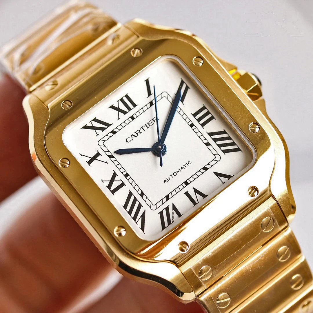 Cartier Santos de Cartier Men Automatic Silver 18ct Gold Watch WGSA0030 - Bestter Watches