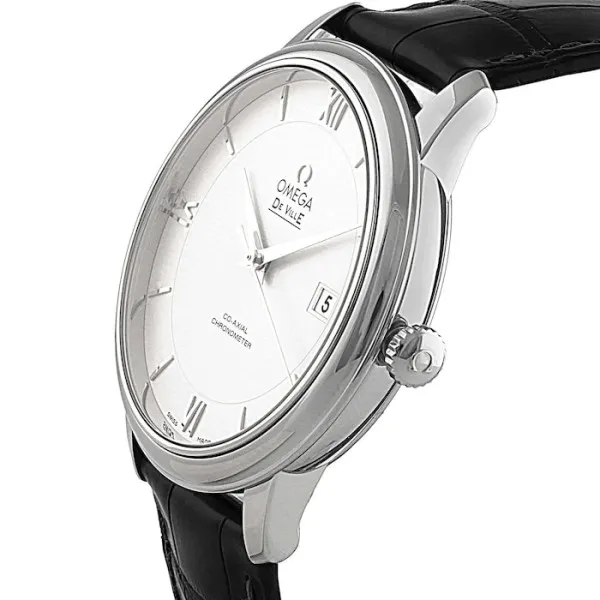 Omega De Ville Men Automatic Silver Leather Watch O42413402002001 - Bestter Watches