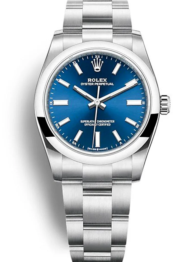 Rolex Oyster Perpetual Lady 34mm Blue Dial 124200 - Bestter Watches
