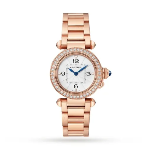 Cartier Pasha de Cartier Women Quartz Silver 18ct Rose Gold Watch WJPA0018 - Bestter Watches