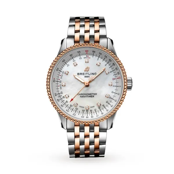 Breitling Navitimer Women Automatic Mother of Pearl Stainless Steel   Rose Gold Watch U17395211A1U1 - Bestter Watches