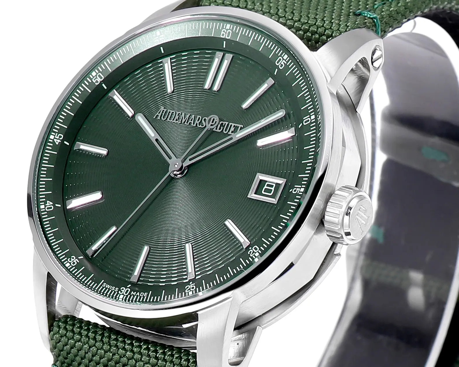 watch Audemars Piguet CODE 11.59 Green Dial Stainless Steel Watch with Fabric Strap - Bestter Watches