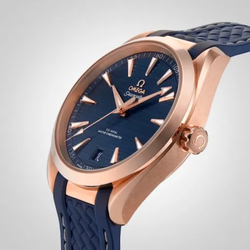 Omega Seamaster Aqua Terra Men Automatic Blue 18ct Rose Gold Watch O22052412103001 - Bestter Watches