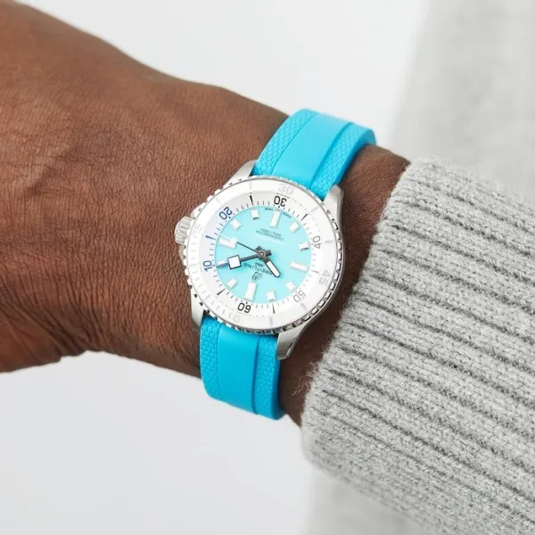 Breitling Superocean Unisex Automatic Turquoise Rubber Watch A17377211C1S1 - Bestter Watches