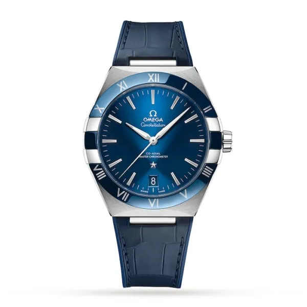 Omega Constellation Men Automatic Blue Leather Watch O13133412103001 - Bestter Watches