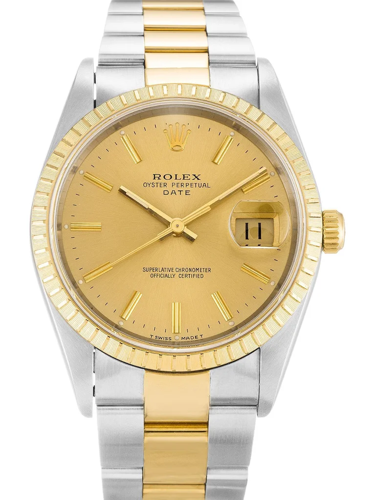 Rolex Oyster Perpetual Date 34mm Champagne Dial 15223 - Bestter Watches