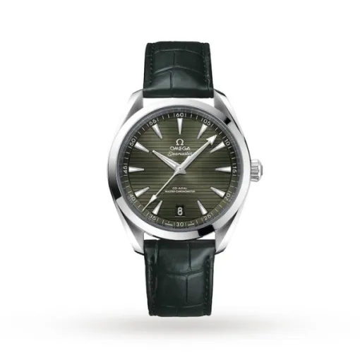 Omega Seamaster Aqua Terra Men Automatic Green Leather Watch O22013412110001 - Bestter Watches
