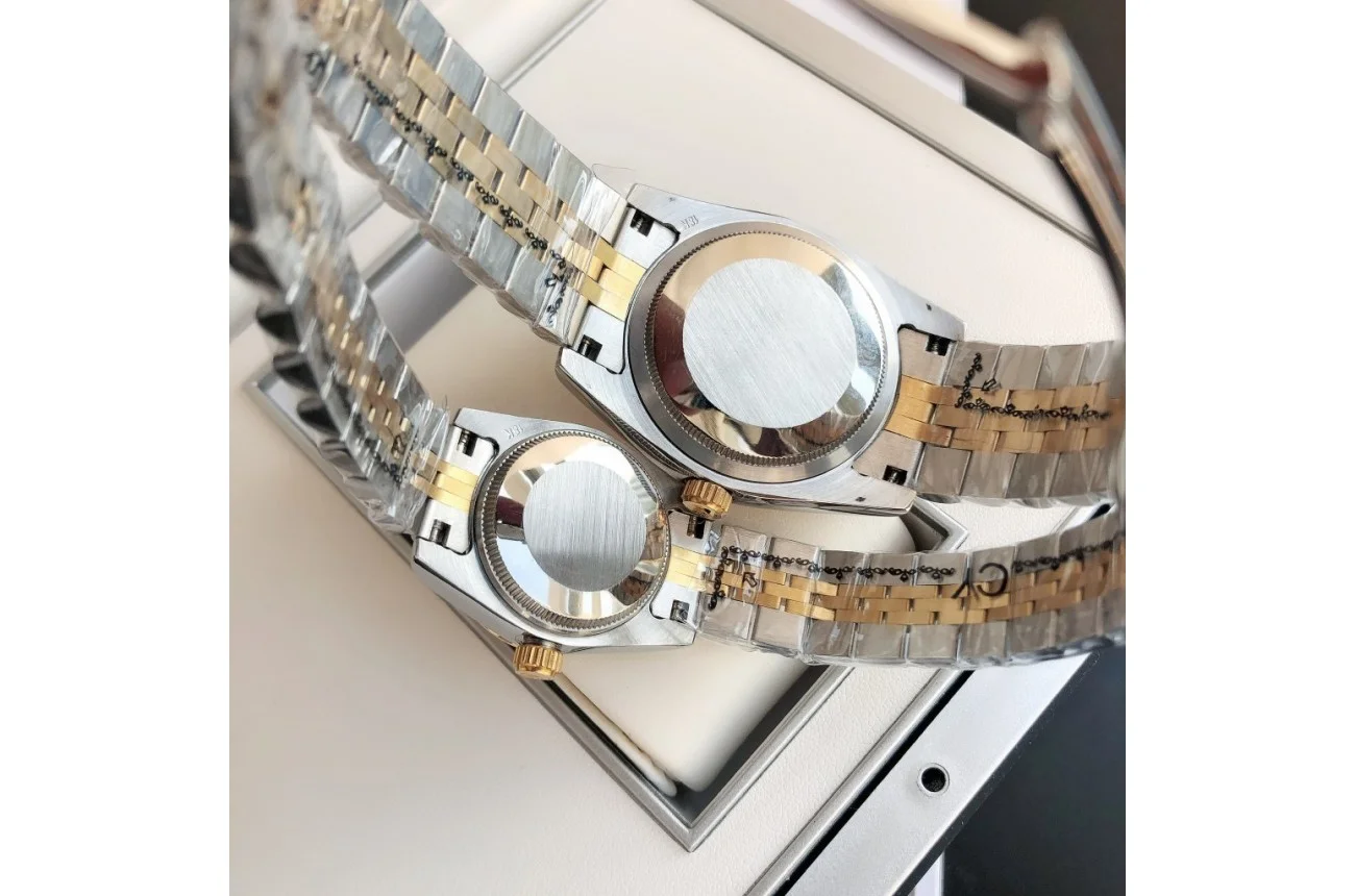 Couple Watches Rolex Datejust 36/28mm RG/SS Jub Black/Dia - Bestter Watches