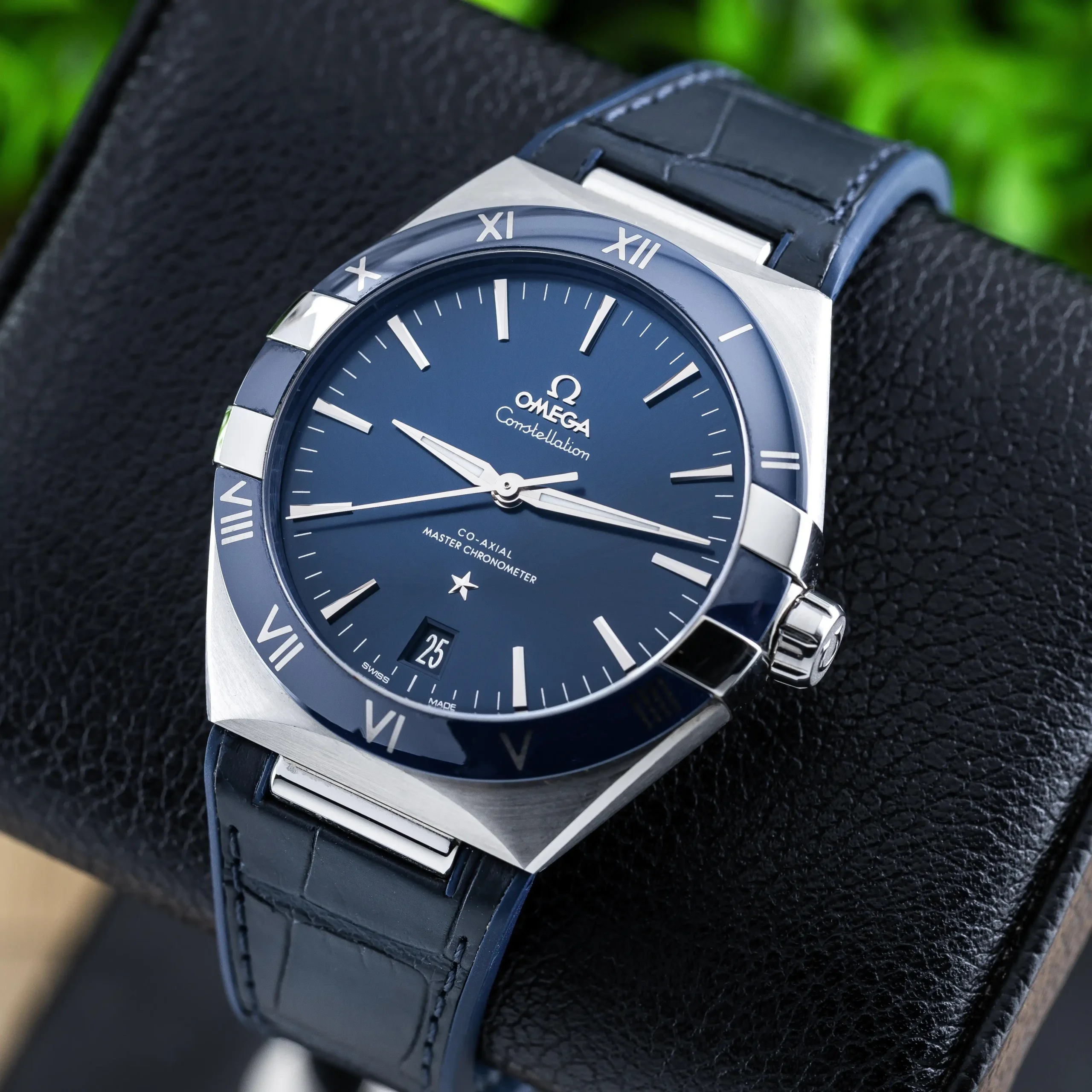 Omega Constellation Men Automatic Blue Leather Watch O13133412103001 - Bestter Watches