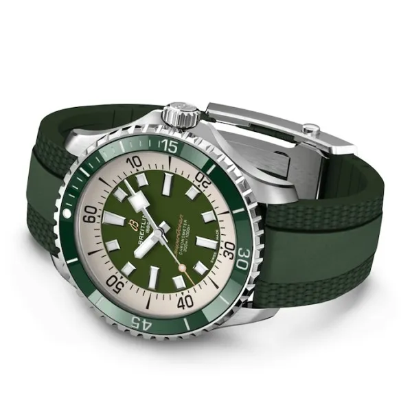 Breitling Superocean Men Automatic Green Rubber Watch A17376A31L1S1 - Bestter Watches