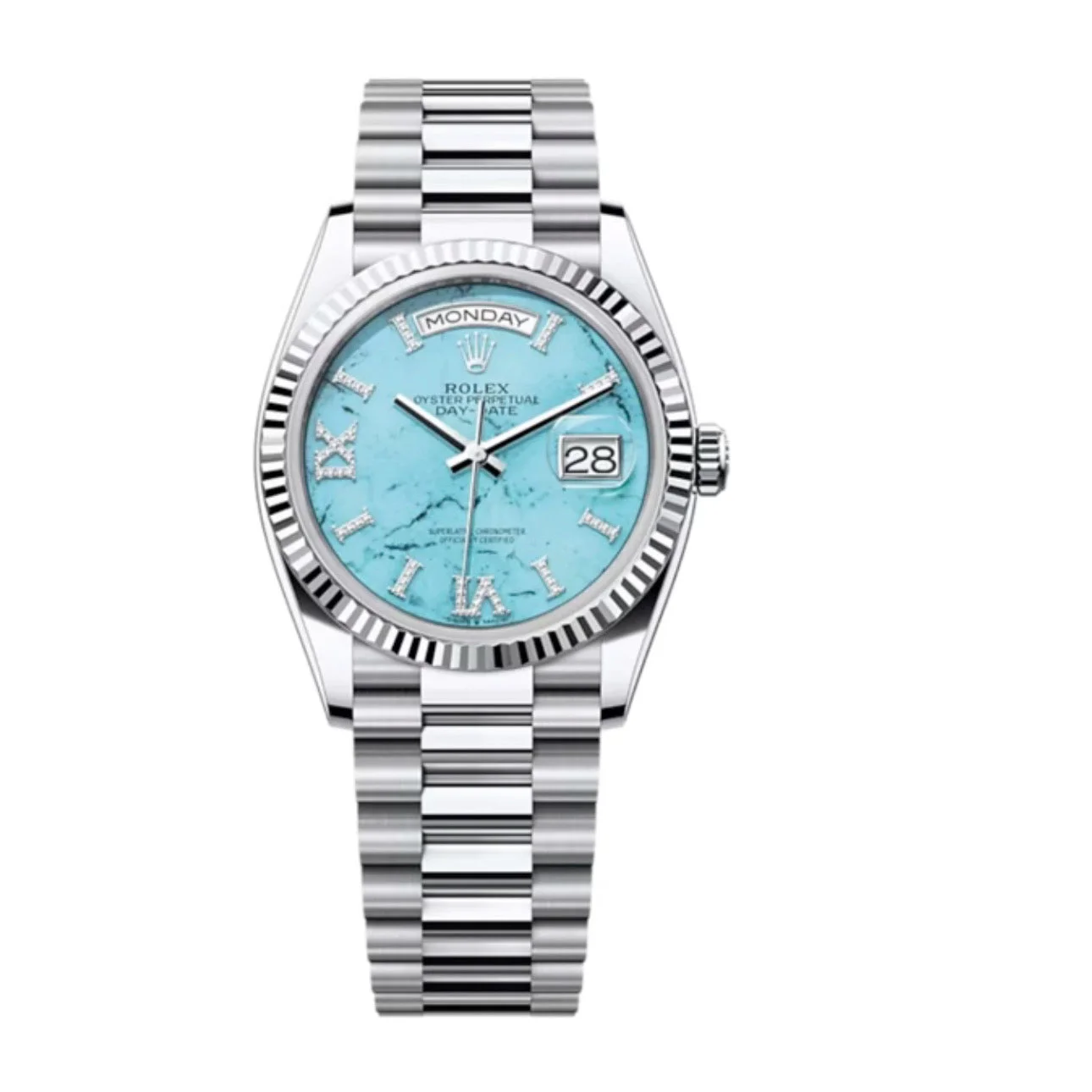 Superclone Rolex Day-Date 36 mm Turquoise Dial 128236 - Bestter Watches