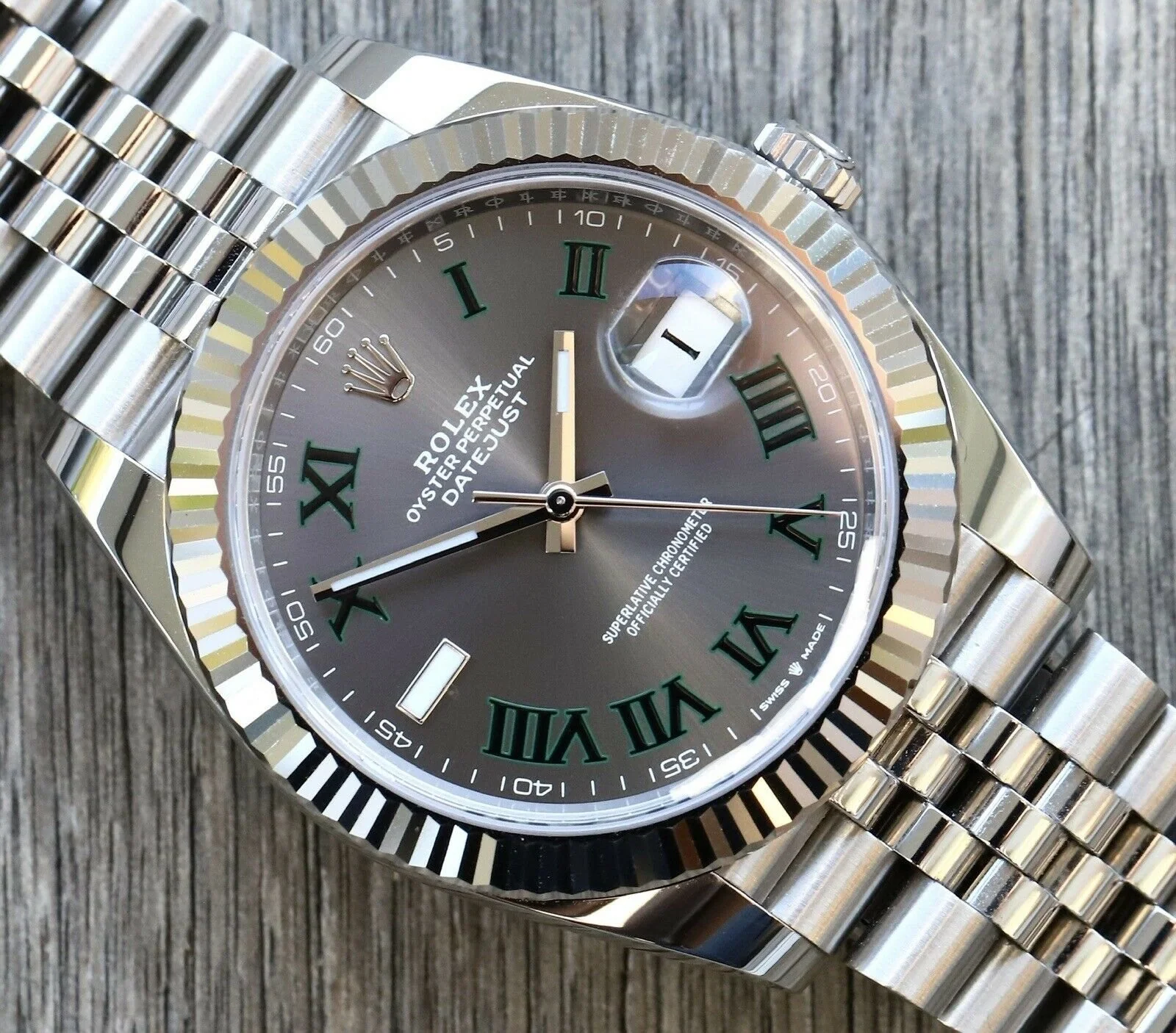Superclone Rolex Datejust 41mm Rhodium Dial 126334  Wimbledon  Flutted / Jubilee - Bestter Watches