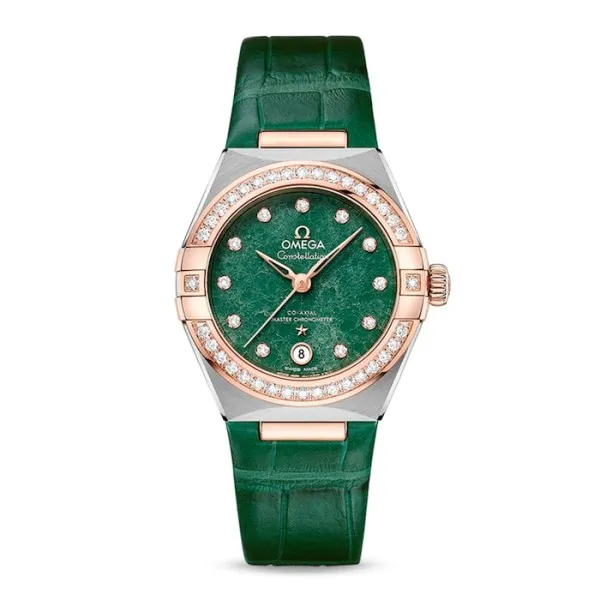 Omega Constellation Women Automatic Green Leather Watch O13128292099001 - Bestter Watches