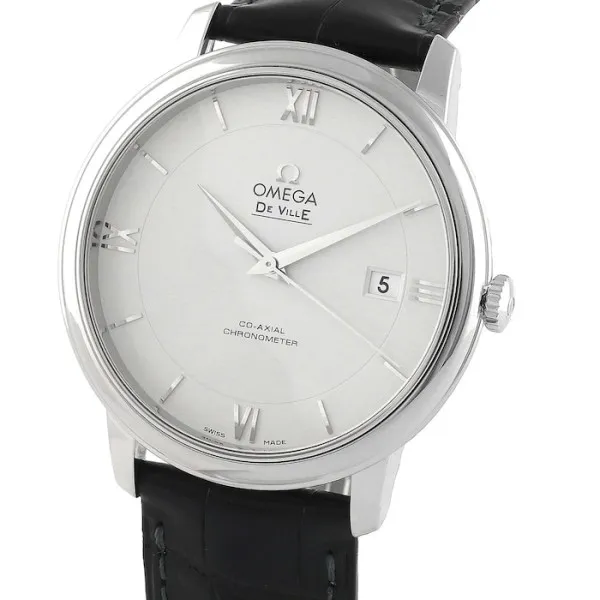 Omega De Ville Men Automatic Silver Leather Watch O42413402002001 - Bestter Watches