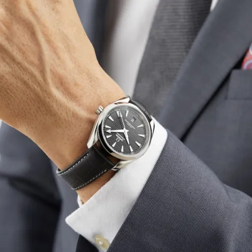 Omega Seamaster Aqua Terra Men Automatic Black Leather Watch O22013382001001 - Bestter Watches