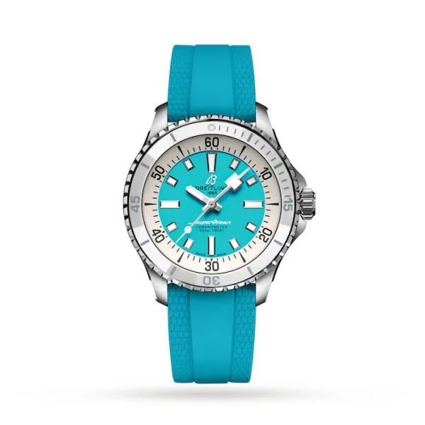 Breitling Superocean Unisex Automatic Turquoise Rubber Watch A17377211C1S1 - Bestter Watches