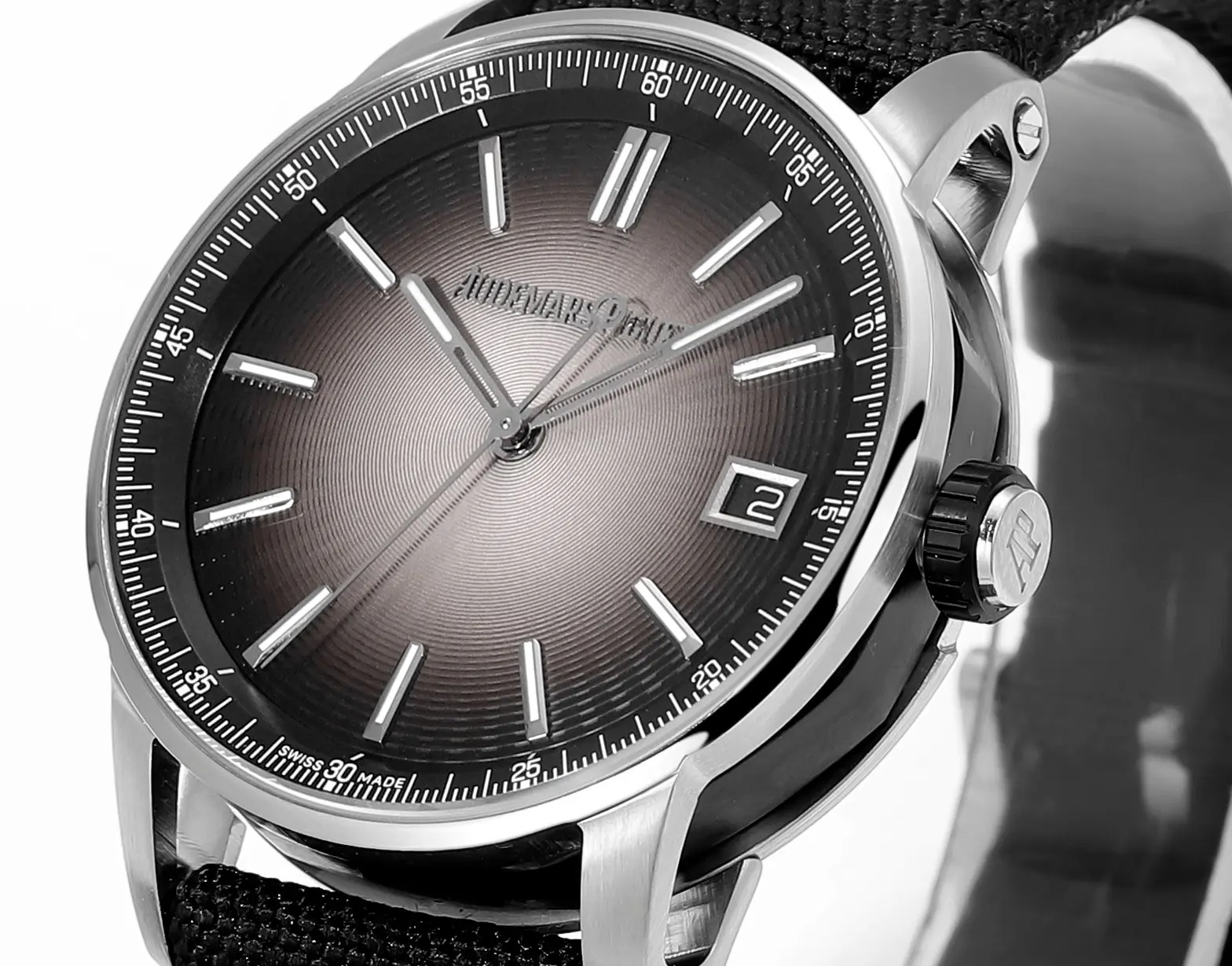 watch Audemars Pigeut CODE 11.59 Smoke Grey Dial Stainless Steel Case Black Fabric Strap Automatic Watch 41mm - Bestter Watches