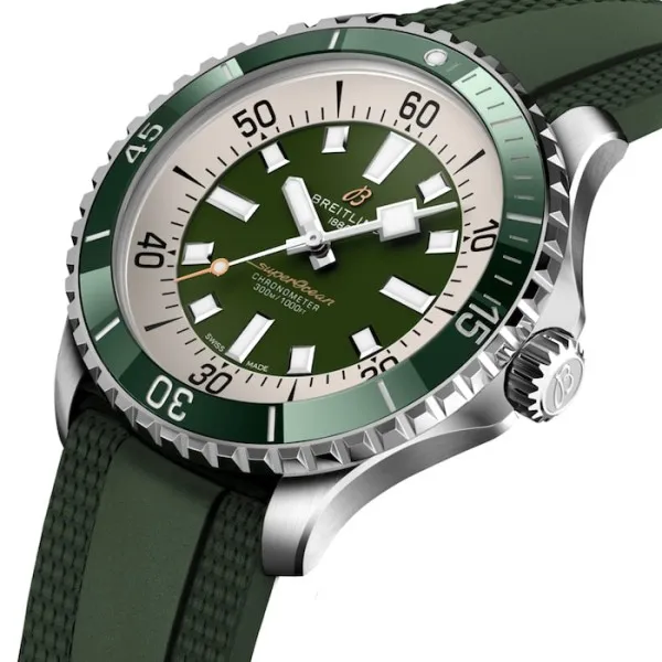 Breitling Superocean Men Automatic Green Rubber Watch A17376A31L1S1 - Bestter Watches