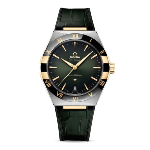 Omega Constellation Men Automatic Green Leather Watch O13123412110001 - Bestter Watches