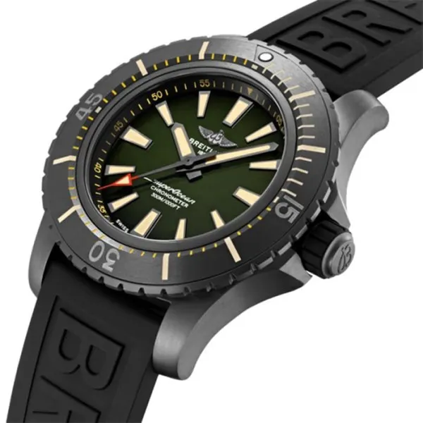 Breitling Superocean Men Automatic Green Rubber Watch V17369241L1S1 - Bestter Watches
