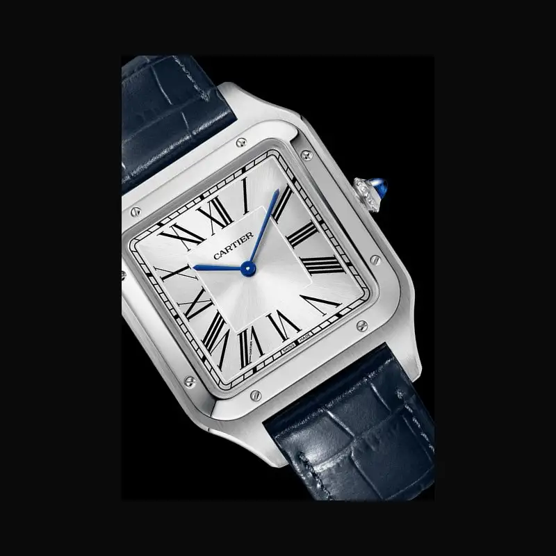 Cartier Santos-Dumont Men Quartz Silver Alligator Watch WSSA0022 - Bestter Watches