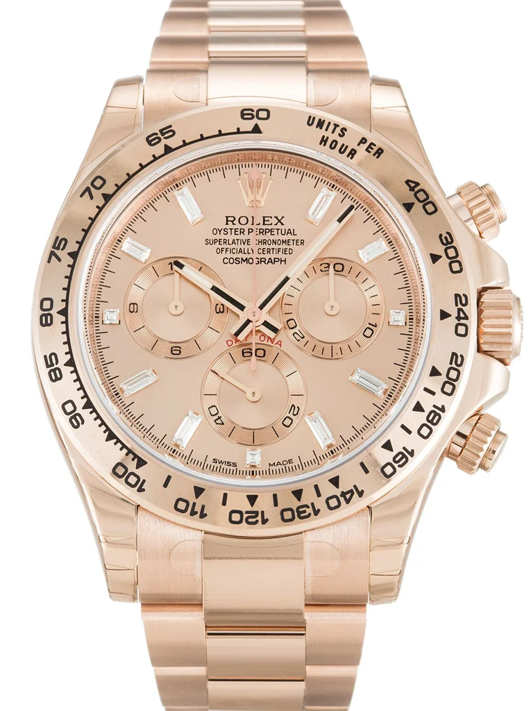 Rolex Daytona 40mm Rose Diamond Baguette Dial 116505 - Bestter Watches