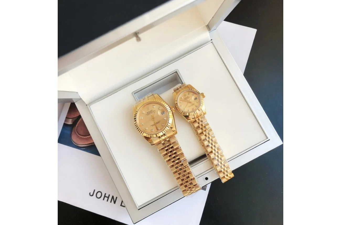Couple Watches Rolex Datejust 36/28mm RG/RG Jub Gold/Dial - Bestter Watches