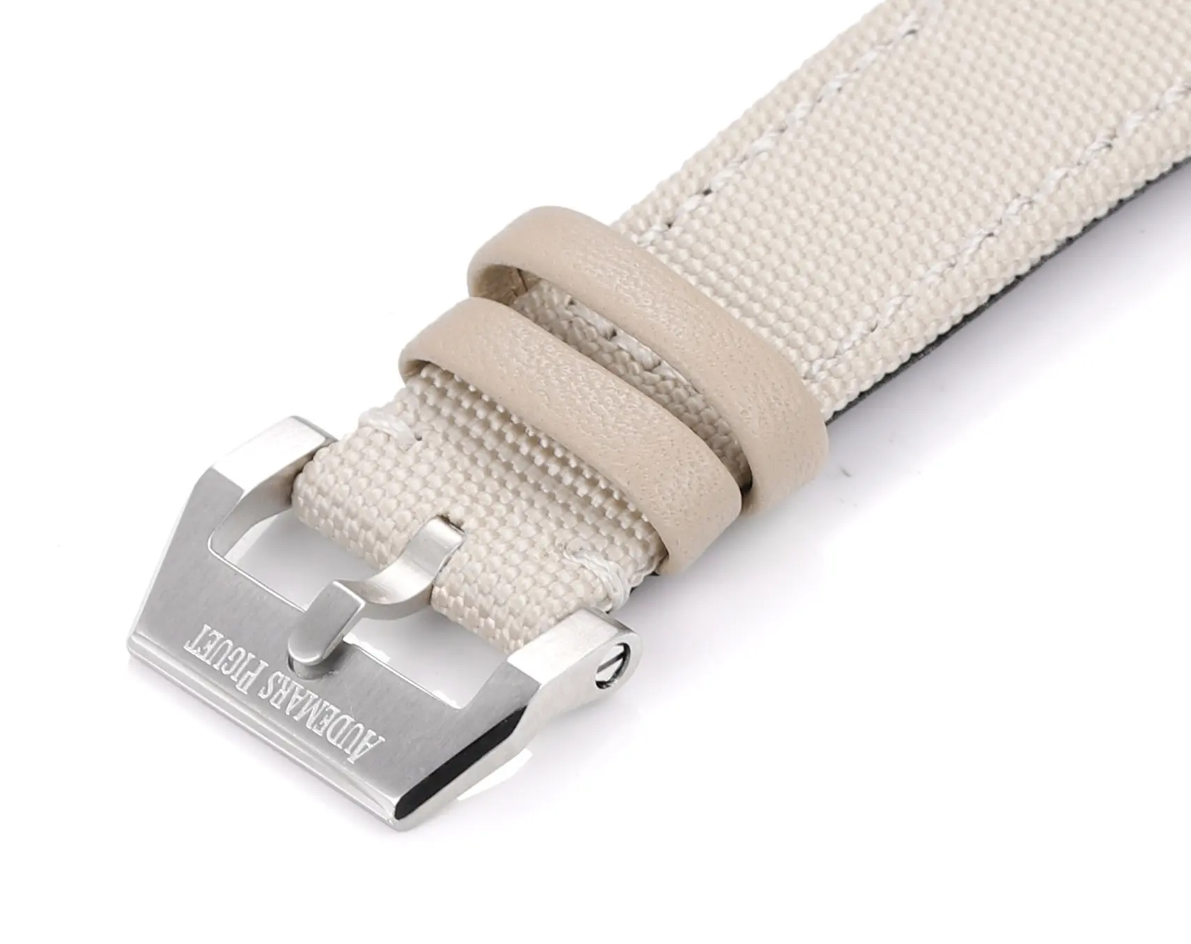 watch Audemars Piguet CODE 11.59 Stainless Steel Watch with Smoked Dial and Beige Fabric Strap, 41mm - Bestter Watches