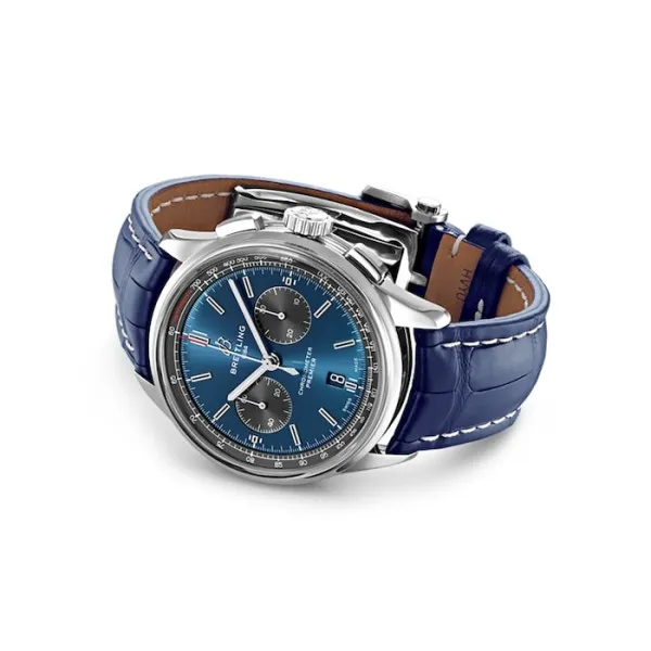 Breitling Premier Men Automatic Blue Crocodile Watch AB0118A61C1P1 - Bestter Watches