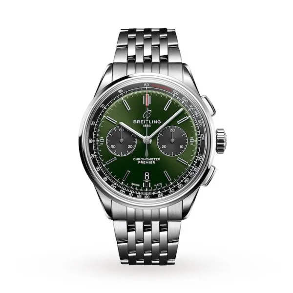 Breitling Premier Men Automatic Green Stainless Steel Watch AB0118221L1A1 - Bestter Watches