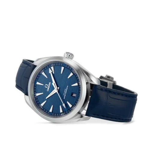 Omega Seamaster Aqua Terra Men Automatic Blue Leather Watch O22013412103001 - Bestter Watches