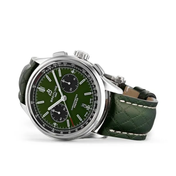 Breitling Premier Bentley Men Automatic Green Leather Watch AB0118A11L1X1 - Bestter Watches