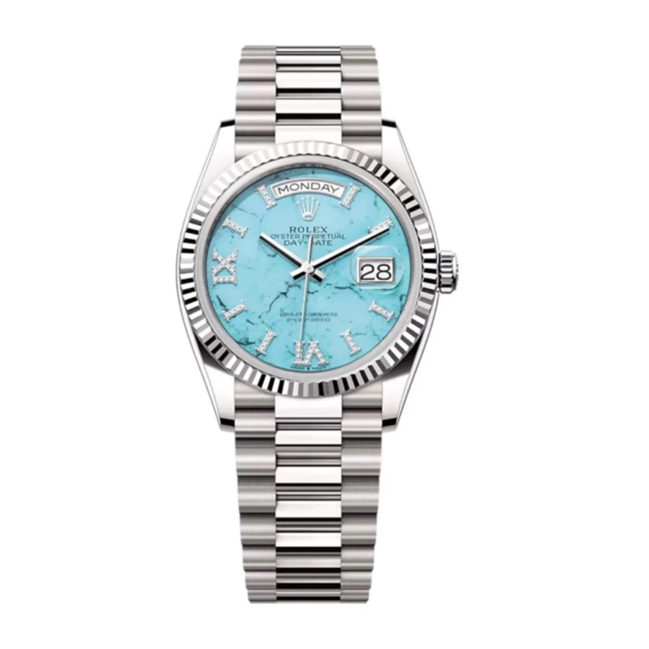 Superclone Rolex Day-Date 36 mm Turquoise Dial 128239 - Bestter Watches