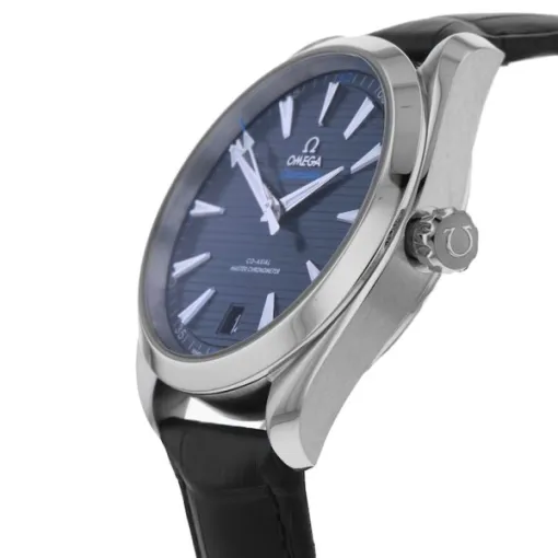 Omega Seamaster Aqua Terra Men Automatic Blue Leather Watch O22013412103001 - Bestter Watches