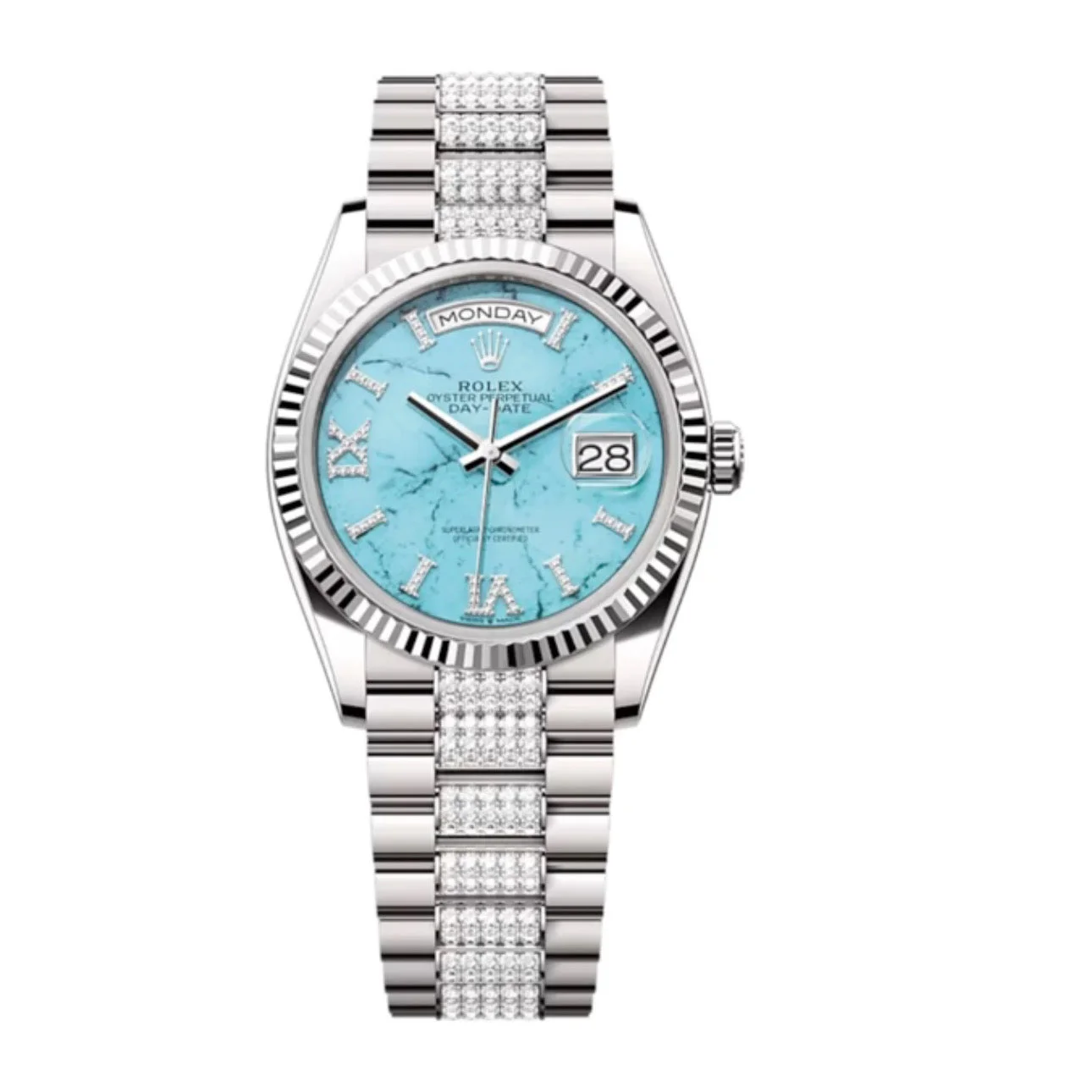 Superclone Rolex Day-Date 36 mm Turquoise Dial 128239 - Bestter Watches
