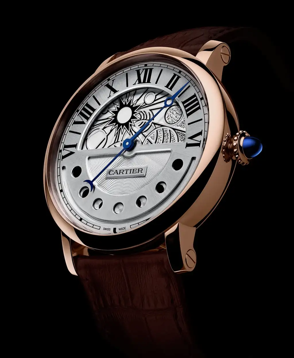 Cartier Ronde de Cartier Men Automatic Silver Leather Watch W1556243 - Bestter Watches