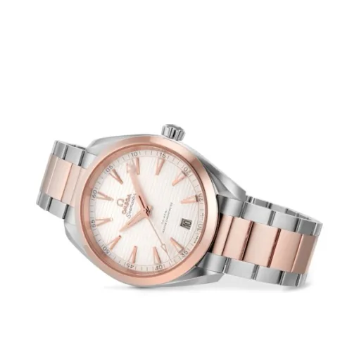 Omega Seamaster Aqua Terra Men Automatic Silver Stainless Steel   18ct Rose Gold Watch O22020412102001 - Bestter Watches