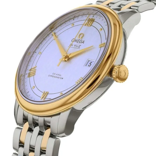 Omega De Ville Men Automatic Mother of Pearl Stainless Steel   18ct Yellow Gold Watch O42420402002001 - Bestter Watches
