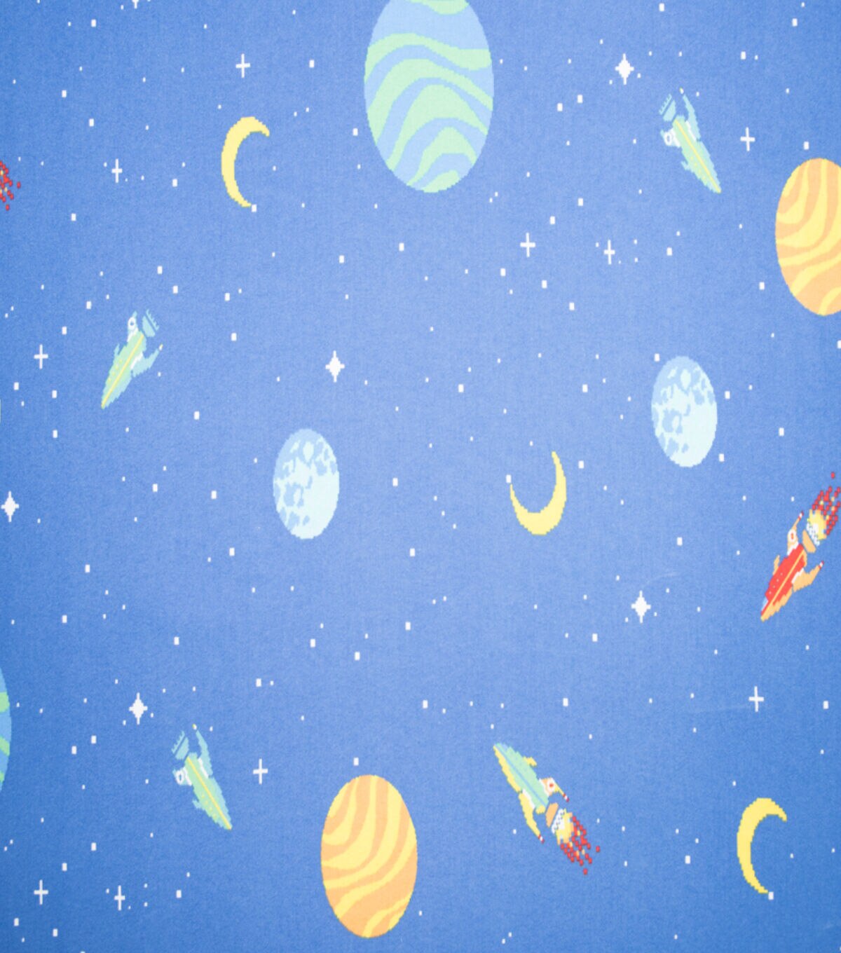 Super Snuggle Pixal Space Icons Flannel Fabric