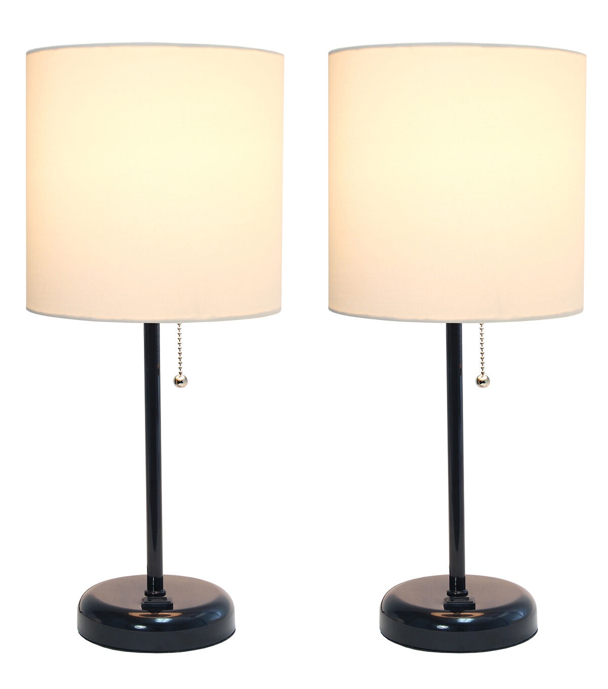 All The Rages 19.5 Black Stick Lamp With Charging Outlet 2pk