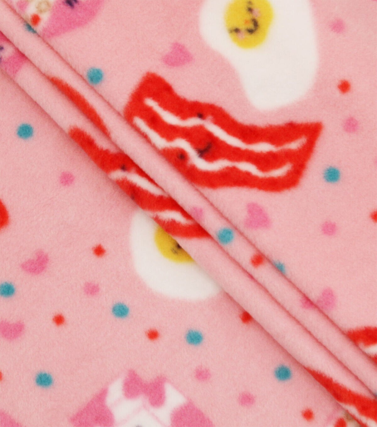Breakfast Foods on Pink Anti Pill Plush Fleece Fabric by POP!