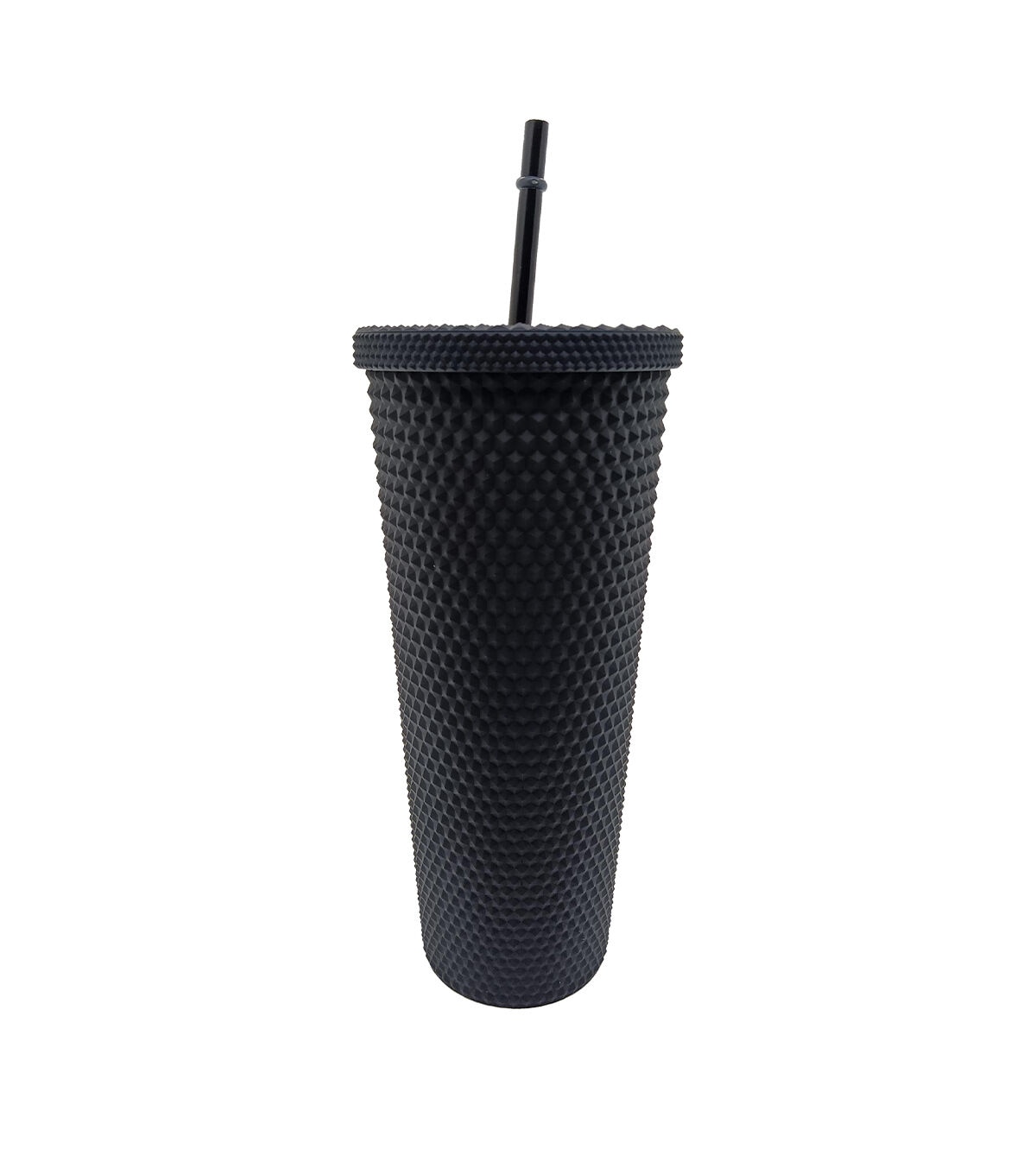 24oz Black Textured Tumbler With Straw by Happy