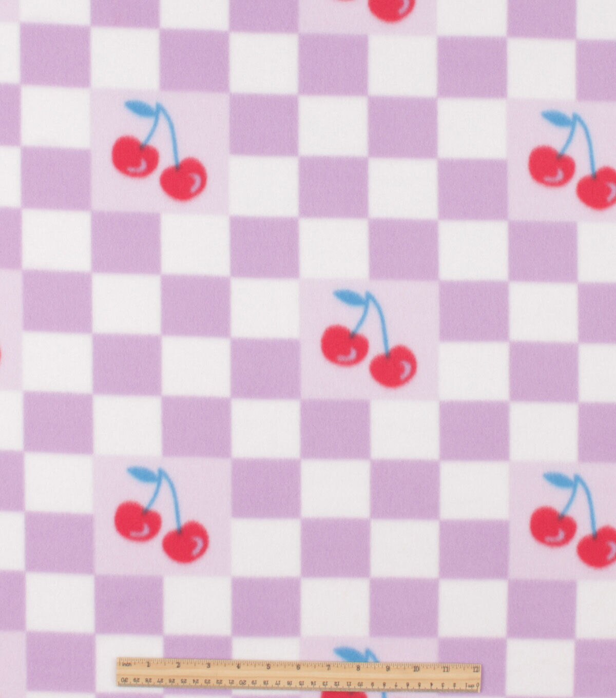 Purple Cherry Check Blizzard Fleece Fabric