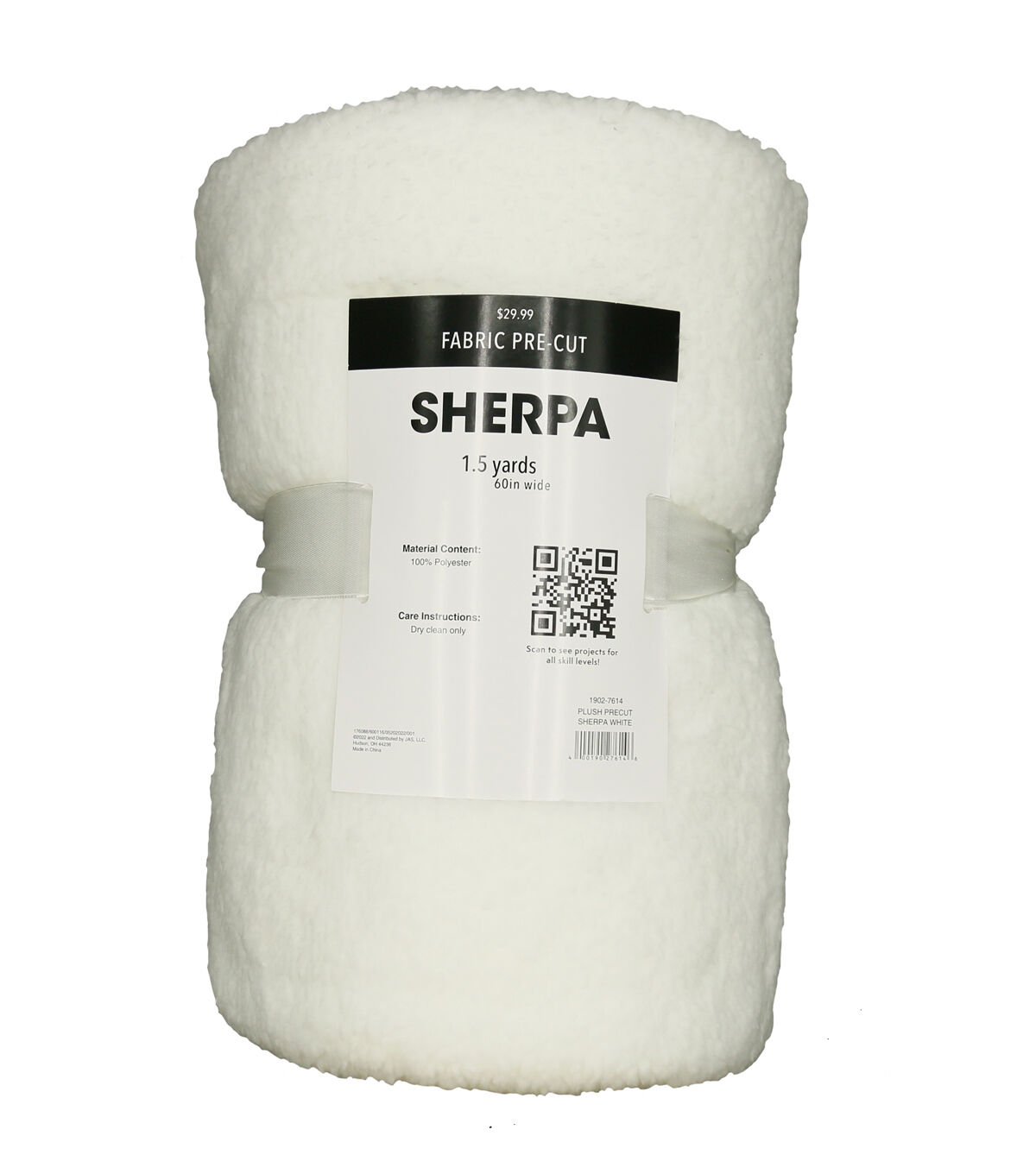 Plush 1.5 yard Precut Sherpa White Fleece Fabric