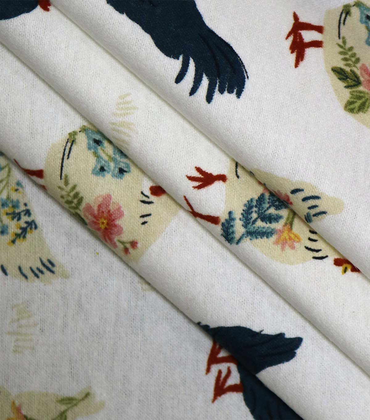 Chickens on White Super Snuggle Flannel Fabric